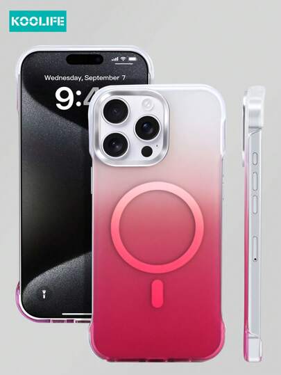 1pc Koolife Magnetic Wireless Charging Magsafe Protective Case With Independent Button, Colorful Contrast, Semi-Transparent Matte Magnetic Shockproof Full Coverage PC+TPU Case Compatible With IPhone 17 ProMax/17/17 Pro/17 Air/11/12/12 Pro/12 Plus/13/13 Pro/13 ProMax/14/14 Pro/14 ProMax/15/15 Plus/15 Pro/15 ProMax/16/16 Plus/16 Pro/16 ProMax/16e