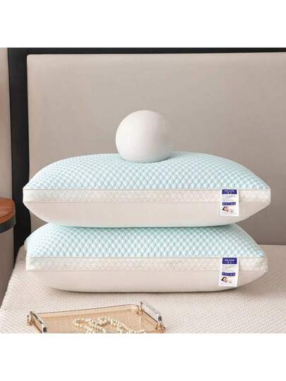 Cooling Kussen Neck Support, Zachte Satijnen Fabric, Breathable Moisture Wicking, Zipper Closure, Blue, Perfect Adults At Home, Bedroom Or Living Room, Sleep Pillow, Com Quilted Texture Fabric Support view 7