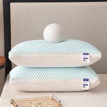 1 Cooling Pillow For Neck Support, Soft Satin Fabric, Breathable & Moisture-Wicking, Zipper Closure, Blue, Perfect For Adults At Home, Bedroom Or Living Room, Sleep Neck Pillow, Bedroom Comfort | Quilted Texture | Satin Fabric Pillow, Neck Support Pillow - Baby Blue - View 7