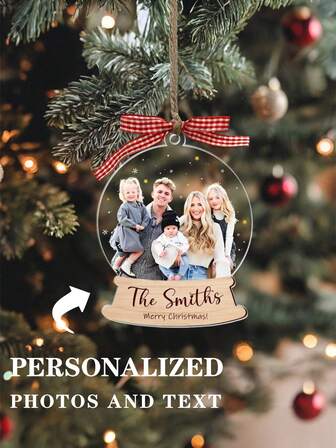 Adorno personalizado con foto, adorno navideño personalizado con foto familiar, adorno navideño con foto familiar, regalo conmemorativo familiar, decoración navideña familiar, calendario festivo