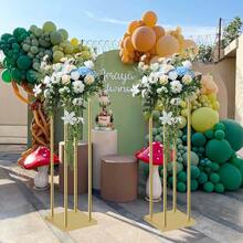 2Pcs Wedding Centerpieces For Tables, 31.5in Metal Flower Stand Gold Wedding Centerpieces Tall Vases Geometric Flower Stand For Wedding , Birthday, Event, Home,Party,Mother's Day Decoration - 金色的 - 查看 4