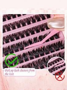 60D Fluffy Curly Eyelash Extension, 7/10 Rows, 8-16mm Mixed Length, 140/200 Pieces, 0.07mm D Curly Hair, Waterproof, Mink Hair, European And American Natural 3D Style, Portable, DIY, Suitable For Daily Makeup And Important Occasions