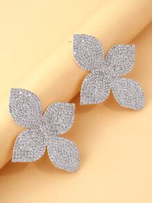 قرطان بتصميم زهرة مبالغ في استخدام الراين ستون، أقراط حلقية ماسية فريدة، إكسسوارات شخصية للنساء قطعتان