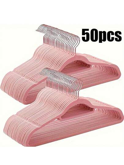 Premium Velvet Hangers 50 Pack Heavy Duty - Non-Slip - Velvet Suit Hangers Light Pink - Rose Gold Swivel Hook, Space Saving Hanger
