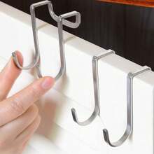 10 件不锈钢多用途窄橱柜/抽屉挂钩，适用于厨房、浴室、衣柜 - 銀色 - 查看 9