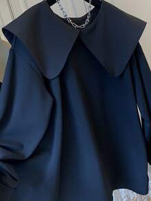 Adult Cute Plus Size Ribbon Design Doll Collar Long Sleeve Tops - Comfortable Material, Fashionable And Suitable For Matching With Skirts. Loose Version, Suitable For L Size.