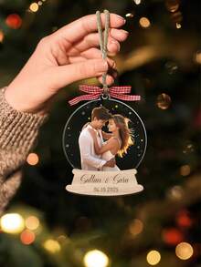 Enfeite de Natal personalizado com foto da família, Enfeite de Natal com foto da família, Lembrança de família, Decoração de Natal para a família, Vida elegante, Vida artística - Claro - Ver 4