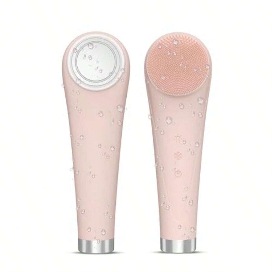Facial Cleansing BrushSilicone Face Scrubber Pore Scrubber For Women Men IPX7 Waterproof Exfoliating Face Brush Rechargeable Electric Face Scrub Pink - 粉色 - 查看 1