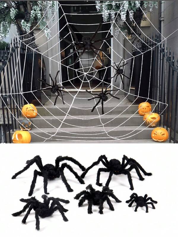 Décorations d'Halloween Araignée, Araignée douce noire et poilue effrayante, Grande araignée factice pour intérieur, extérieur, bureau, maison, jardin, effrayante
