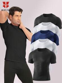 HOPLYNN 5 Pack Men's Compression Shirt Short Sleeve Athletic Baselayer Sports T Shirts Workout Tops For Men - 彩色 - 查看 1