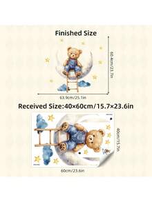 Hình dán tường gấu bông hoạt hình dễ thương | Trang trí tường phòng trẻ em ấm áp | Bộ trang trí phòng chơi trẻ em | Có thể tháo rời, dễ bóc và dán - Nhiều màu - Xem 3