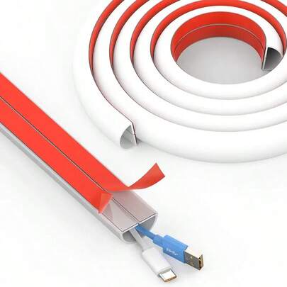 1pc 2M X 1.5CM / 78.74 X 0.59 Inch Self-Adhesive Flexible D15 Cable Cover, PVC Wire Conduit, Cable Concealer For Home And Office Use, Covers Cables And Cable Trays