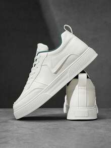 Giày trượt patin buộc dây màu trắng tinh khiết đơn giản dành cho nam, giày trắng nhỏ thường ngày mùa hè, giày thể thao đôi thời trang đa năng đi làm hàng ngày [Vui lòng đặt hàng lớn hơn một cỡ] Ý tưởng ngày lễ tình nhân theo phong cách thập niên 2000 - trắng - Xem 5