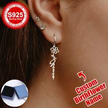 Orecchini a goccia personalizzati in argento sterling S925 con fiore di compleanno, gioielli personalizzati con nome come regalo per fidanzate, sorelle, mamma e sé stesse, ideali per feste di compleanno, anniversari, feste in giardino, eleganza quotidiana, serate romantiche e momenti da custodire nella vita