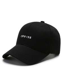 1 件男女通用纯色休闲字母刺绣棒球帽，时尚百搭涤纶棒球帽，适合户外活动和日常穿着