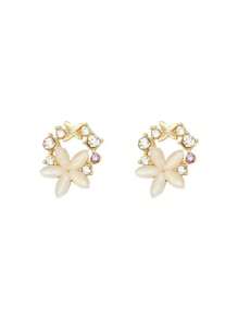 1 Pair Elegant Luxury Faux Opal Flower Drop Earrings, Wedding Bridal Bridesmaid Jewelry Accessories