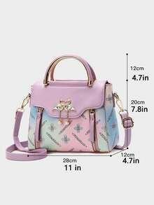 Set Includes Fashionable Women Letter Contrasting Color Shoulder Bag & Handbag , Purple - Purple - View 7