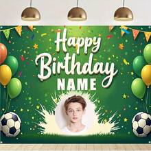 1 Piece, Personalized Soccer Prince Birthday Banner, Custom Photo And Name Poster, Sports-Themed Party Decorations, Entrance, Room, Garden, Cake Table Decorations, Available In Multiple Sizes. - Multicolor - View 5