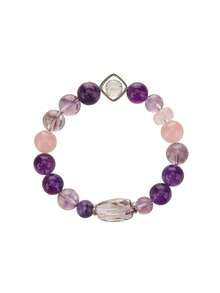[VE] 1pc High-Quality S925 Sterling Silver Natural Amethyst Bracelet With Pink Quartz, Calming Emotion, Transfer Of Fortune, Suitable For Self, Best Friend, Girlfriend/Boyfriend, Mother. Color Of Jewelry May Be Random. - Bracelet - View 3