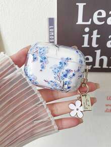 Blue Ombre Floral Design Protective Case, Compatible With Apple , Anti-Scratch And Drop Protection - Clear - View 1