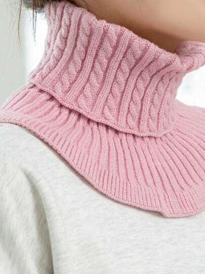 قطعة واحدة معطف أنثوي محبوك لتدفئة الرقبة، لون أحادي الطراز البسيط قابل للفصل لأوشحة الرقبة، دافيء ومتعدد الاستخدامات للخريف والشتاء