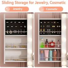 Wanan Vanity Desk With Power Outlet, Makeup Vanity With Mirror And 14 LED Light, 3 Lighting Modes,11 Drawer Vanity Table With Sliding Jewelry Storage, Glass Top, Specular Surface, White - 粉色 - 查看 4