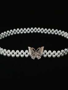 1条优雅弹力ABS珍珠腰链 - 白色 - 查看 1