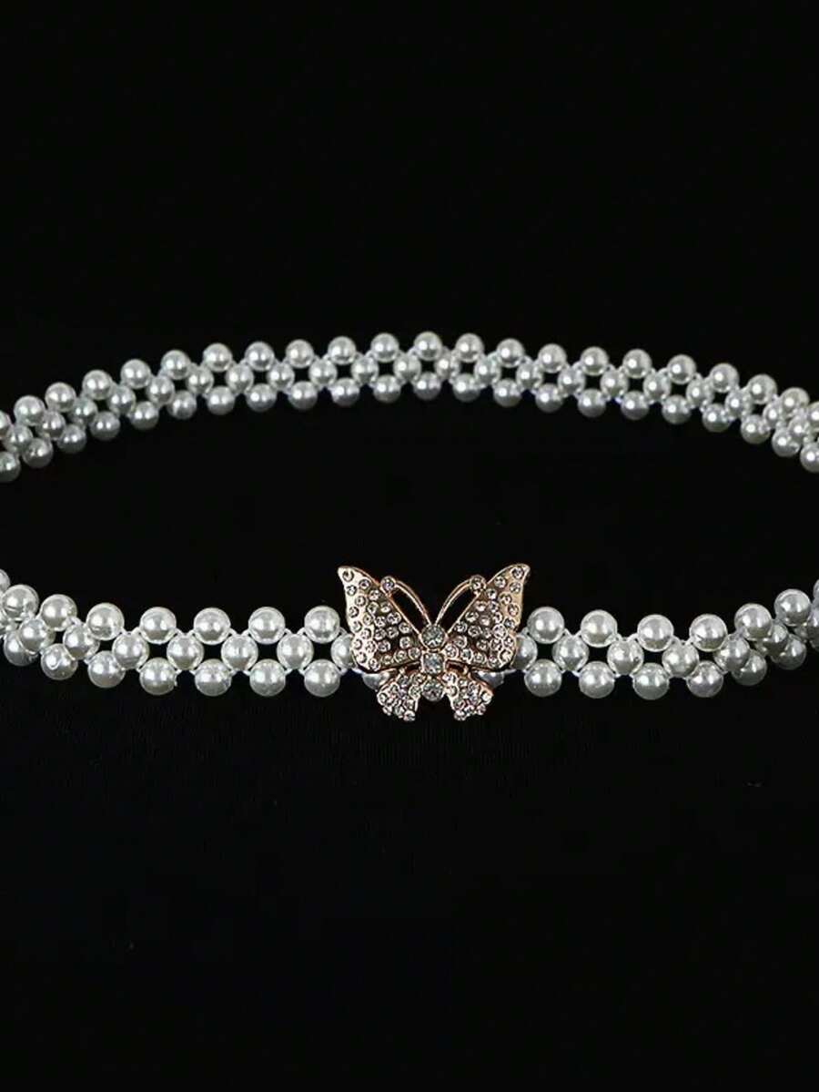 1条优雅弹力ABS珍珠腰链 - 白色 - 查看 1