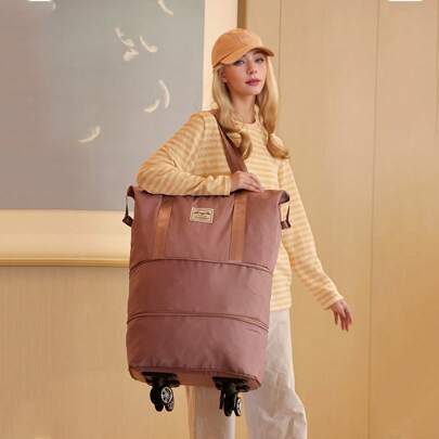 1 st resväska med hjul, packväska handbagage med dragkedja och handtag hopfällbar förvaringsväska flyttväska förpackningsväska fitnessförvaringsväska hållbar och lätt, 6 färger och 3 storlekar tillgängliga