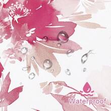 优质浴帘，蓝绿色水彩花卉浴帘，植物叶子与花朵浴帘，适合秋季装饰浴室装饰，白色现代布艺植物防水浴帘 - 粉色 - 查看 3