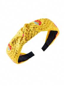 1pc New Wide Knotted Headband, Retro Palace Style Fashion Embroidered Fabric Headband For Women Travel Accessories Hair Band Diadema Hair Hoop - Multicolor - View 19