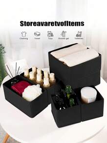 1/6 Stück faltbare Stoff-Aufbewahrungsboxen, Kleiderschrank Schubladen Organizer Behälter für Kleidung, Unterwäsche, Büstenhalter, Socken, Wäsche