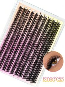 300 Peças Conjunto de Extensão de Cílios Falsos de Alta Capacidade Rolo C 10-16mm Comprimento Misto Cluster de Cílios Falsos Naturais, Macios e Leves, Reutilizáveis, Usados para Criar Maquiagem Perfeita para Festas, Múltiplos Estilos para Escolher, Clusters de Cílios, Clusters de Cílios, Cílios Individuais, Cílios, Cílios Falsos