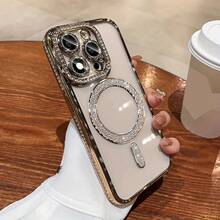 Wireless Charging Compatible Gorgeous Shiny Gold-Plated Magnetic Clear Phone Case For Redmi Apple Electroplated Clear Soft Case Waterproof Shockproof Anti-Fall Scratch Resistant - Gold - View 6