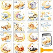 GLOBLELAND 18 Sheets Peacock Flowers Transfer Stickers 39x36inch Animals Colorful Transfer Decal Rub On Transfer For Cup Decal Vase Glass Art Crafts Decorations - Động vật mặt trăng - Xem 1