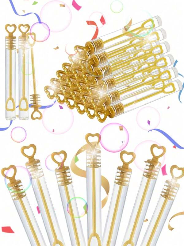 Heart-Shaped Bubble Wands, Manual Bubble Blowing Toys, Mini Bubble Test Tubes, Suitable For Weddings, Parties, And Holiday Celebrations (Bubble Liquid Not Included)