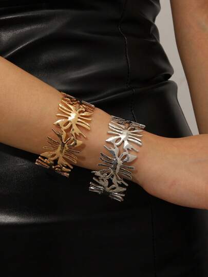 2 Peças Pulseiras Femininas da Moda, Bracelete com Padrão de Moeda Dourada e Prateada, Presentes de Estilo Vintage para Ela