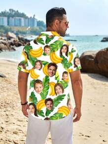 Spersonalizowana koszula hawajska, z portretami męskimi/żeńskimi, dziecięcymi, ze zwierzętami, z kreskówek, z motywem świątecznym