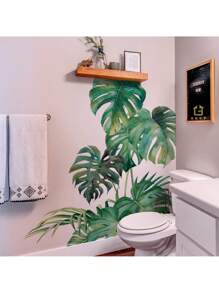 水彩龟背竹棕榈叶墙贴，适用于儿童房育儿室 | 热带植物墙贴套装 | 可移除易剥粘贴，适用于客厅、卧室 | 波西米亚风植物装饰 - 彩色 - 查看 1