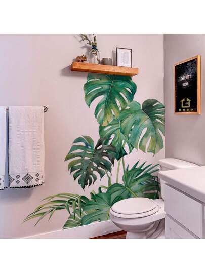 Watercolor Monstera Palm Leaf Wall Decals For Kids Room Nursery | Tropical Botanical Wall Art Stickers Set | Removable Easy Peel & Stick For Living Room, Bedroom | Boho Plant Decor