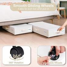 1个/2个加厚无纺布可折叠床底收纳箱，带轮子，大容量衣物收纳盒
