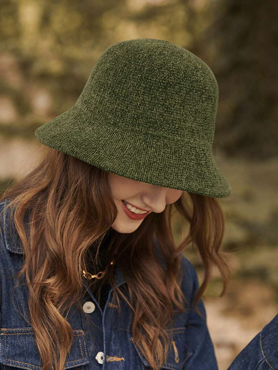LEAJOURNO. 1 件针织渔夫帽，小头围，适合女性的迷人渔夫帽，秋冬冬季服装 - 綠色 - 查看 1