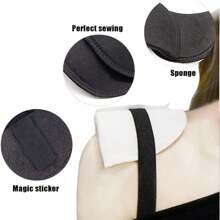 1 par de almohadillas para hombros de espuma esponjosa - Juego de realzadores de hombros con forro para prendas, protectores de hombros, sujetadores de tirantes acolchados para chaquetas, blazers y camisetas (Negro + Blanco)