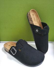 Casual Men Beach Mule Sandals, Slip-On Soft Wooden Clogs, Summer Couples Flip Flops, Plus Size Office Indoor Slides