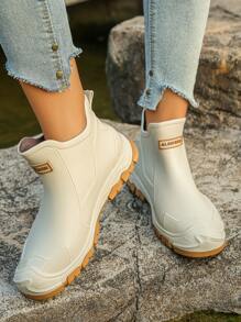 1 Pair Teenagers' Waterproof Short Rain Boots, Fashionable Comfortable Casual Outdoor Thick Soft Water Shoes, Suitable For All Seasons - White - View 7