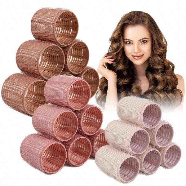 LWZ 18pcs Ceramic Ionic Thermal Hair RollersSelfGrip Hair Roller Set Hair Curlers Rollers Hair Curlers To Sleep In For Hair Blowout Look Salon Quality For Long Short Hair Brown Pink White GS17402