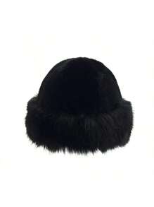 1pc Hat Women's Winter New Thick Warm Fashion Simple Fisherman's Hat Imitation Mink Hair Ladies Mongolian Hat Warm And Comfortable Shade