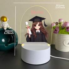 1件客製化創意畢業禮物，畢業證書禮物，3D幻象LED小夜燈，暖光，生日禮物，聖誕禮物，裝飾性檯燈，返校必備，大學必備，2026屆，美學房間氛圍 - 黑色 - 查看 3