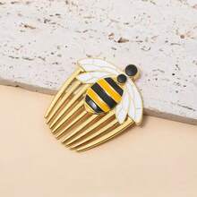 1 Stück universelles Schmuckzubehör, Cartoon, süße Bienen Haarkamm, Haarspange, Metall Emaille Abzeichen, süßer Mädchen zweidimensionaler Haarschmuck Brosche, Schmucknadel, Cosplay Kostüm Dekoration, Valentinstag Paar Geschenk