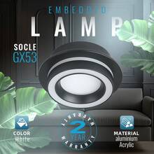 CANMEIJIA GX53 嵌入式吸顶灯，嵌入式壁灯，装饰吸顶灯，嵌入式/表面安装，黑色/白色可选，带/不带灯泡，铝制材料，兼容 GX53 灯泡，适用于商店、书房、卧室、客厅、咖啡厅、展厅、画廊、博物馆、走廊、入口，根据需要选择颜色